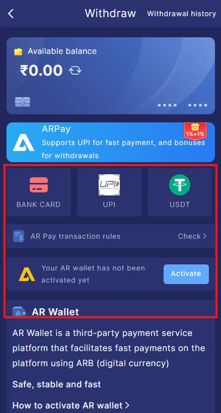 Select the Payment option